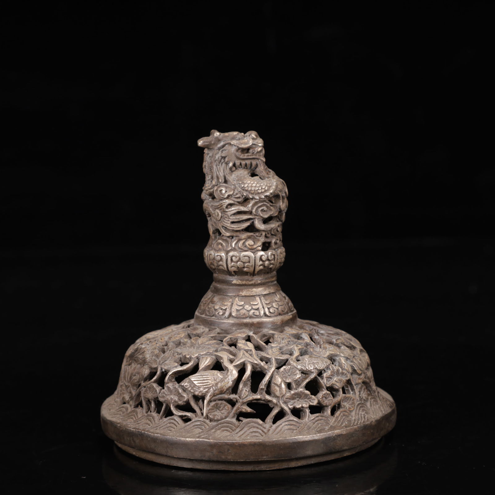 An Exquisite Silver Lotus Pattern Crane Censer - 11