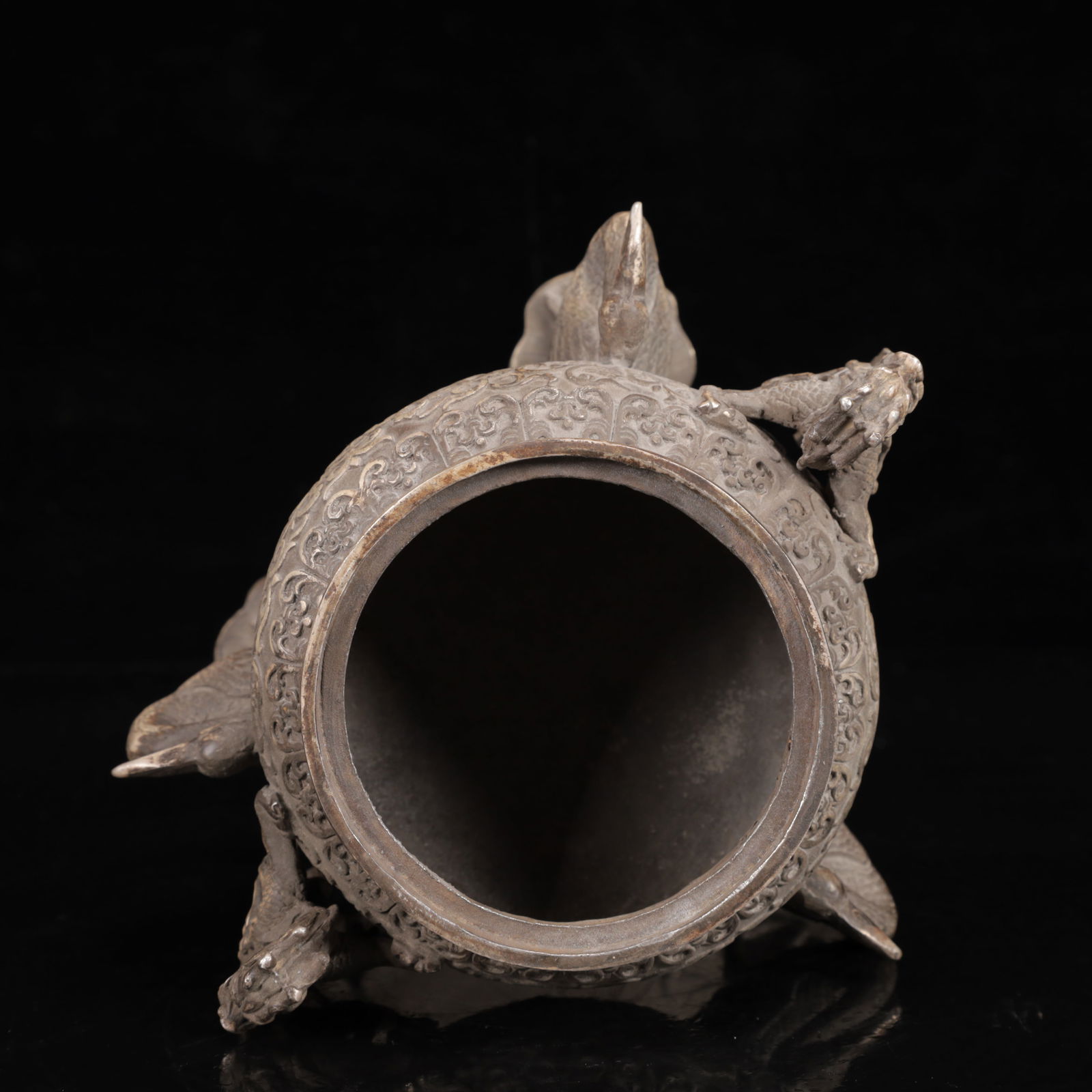 An Exquisite Silver Lotus Pattern Crane Censer - 12