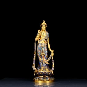 A Huge Cloisonne Statue of Guanyin
