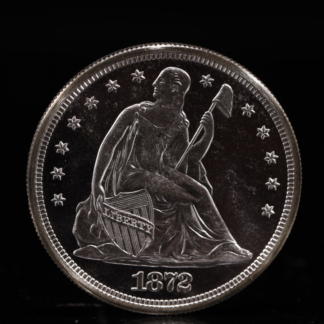 USA One Dollar 1872 Coin: American coin. IN GOD WE TRUST / LIBERTY / 1872 / UNITED STATES OF AMERICA / ONE DOL. Mint Mark: S.Weight:26.9g.