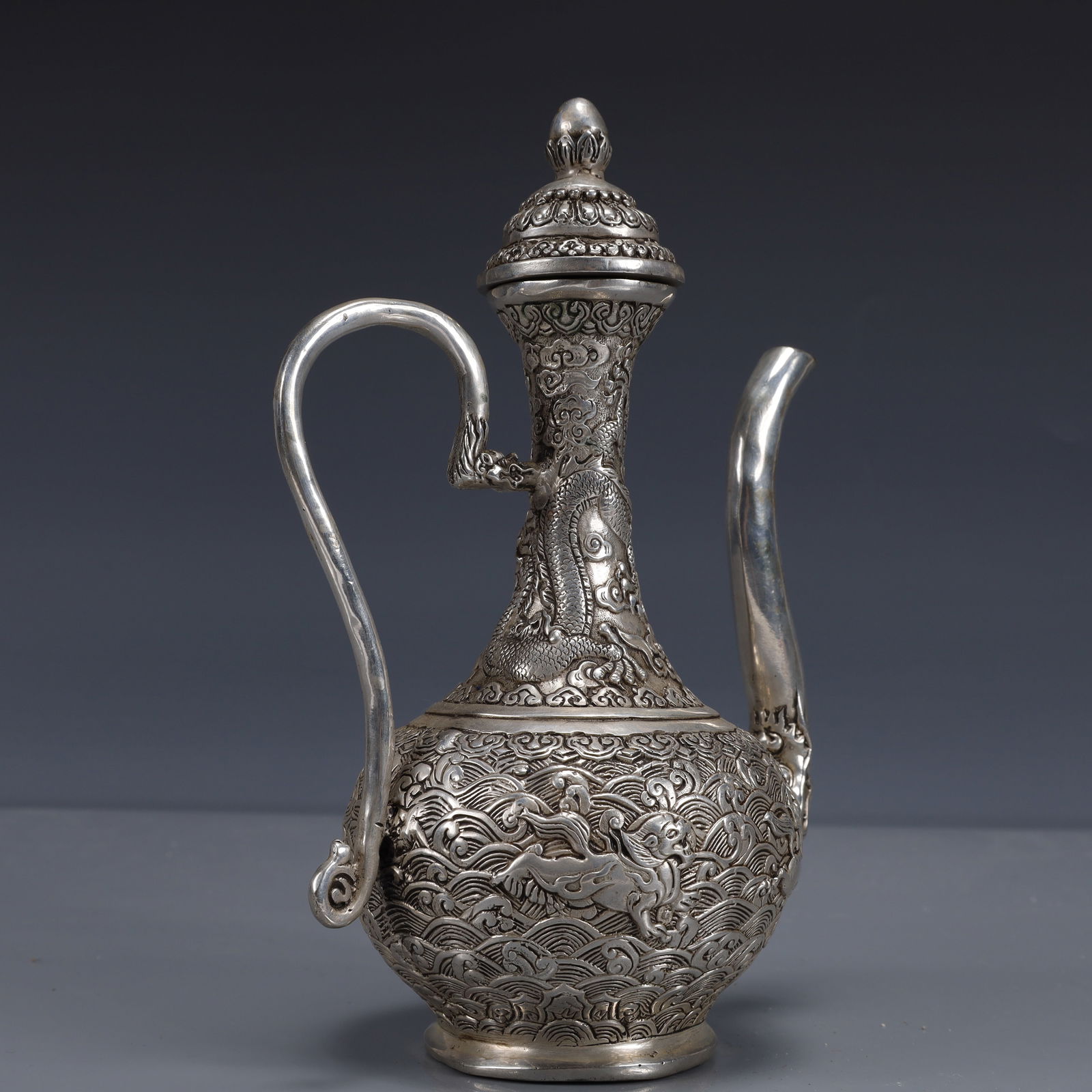 An Exquisite Silver-plated Auspicious Beast Pattern Ewer - 10