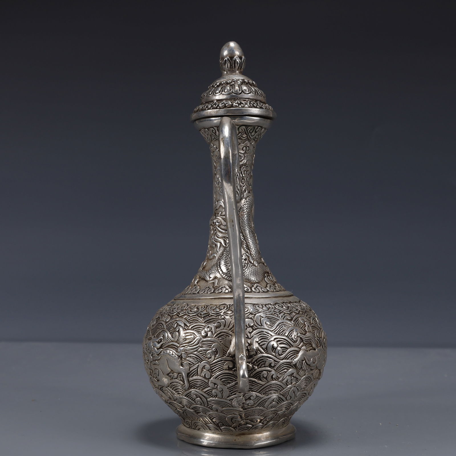 An Exquisite Silver-plated Auspicious Beast Pattern Ewer - 11