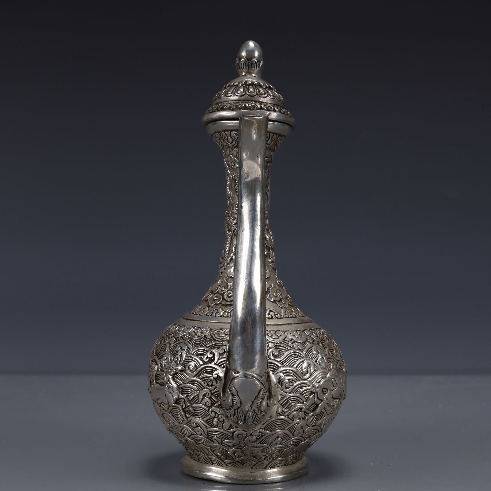 An Exquisite Silver-plated Auspicious Beast Pattern Ewer - 5