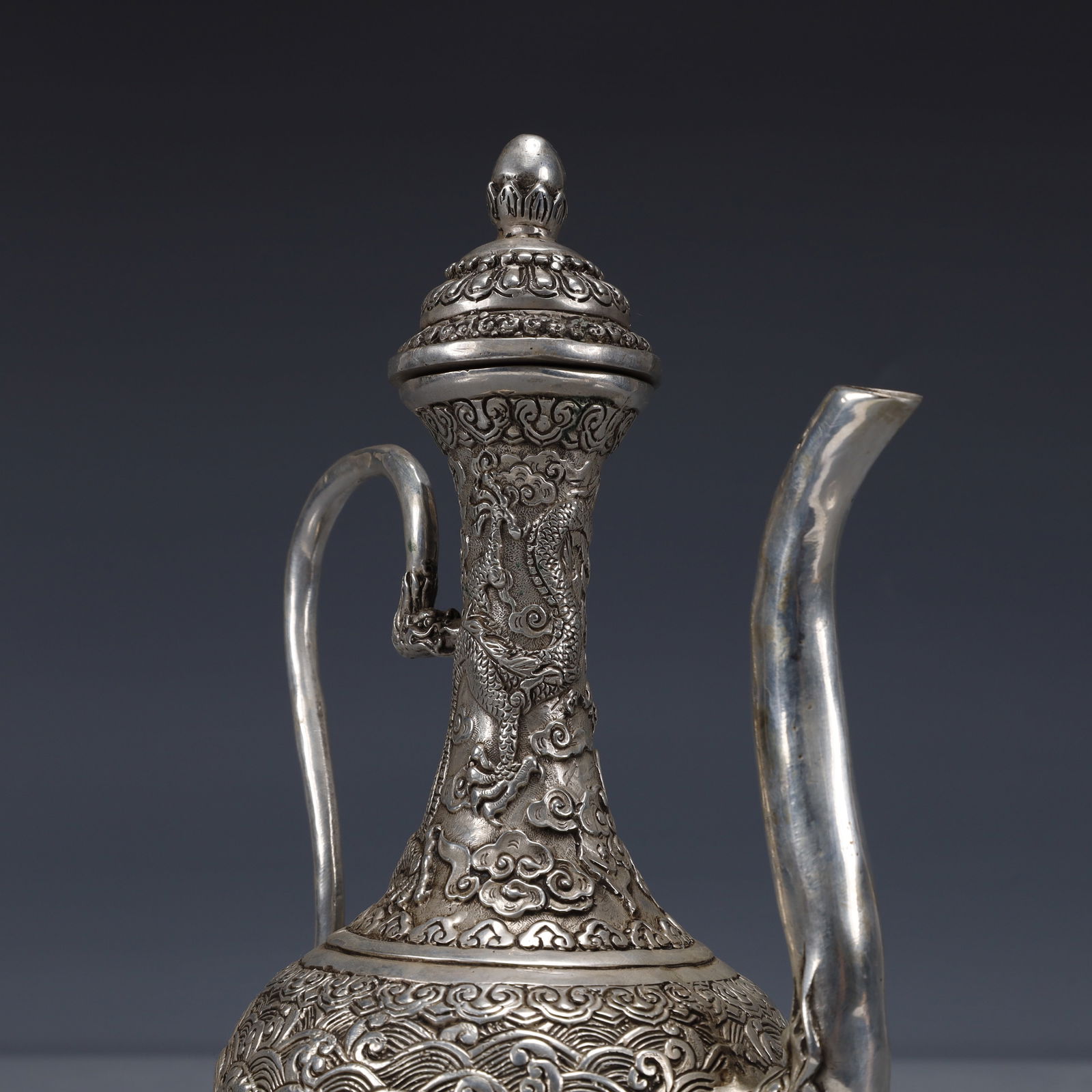 An Exquisite Silver-plated Auspicious Beast Pattern Ewer - 7