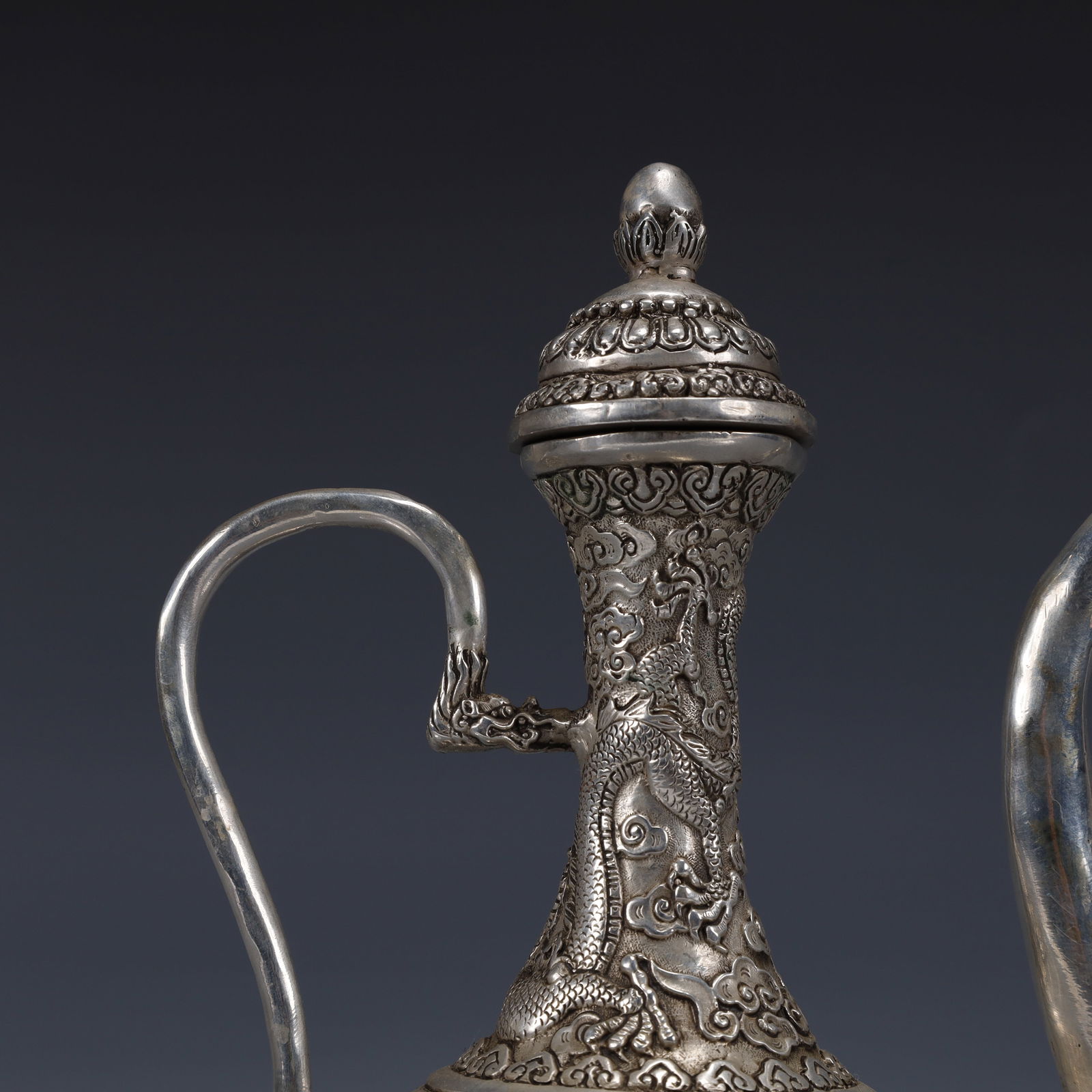 An Exquisite Silver-plated Auspicious Beast Pattern Ewer - 9