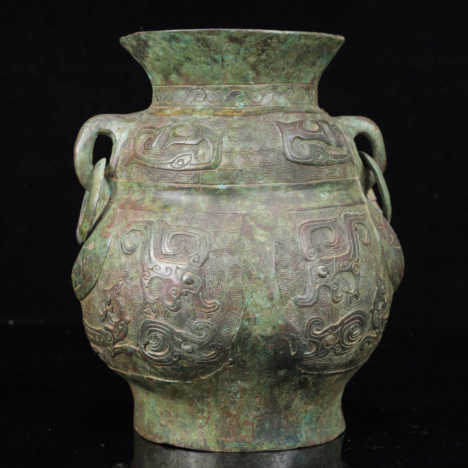 An Archaic Bronze Beast-Face Pattern Double-Ears Jar - 11