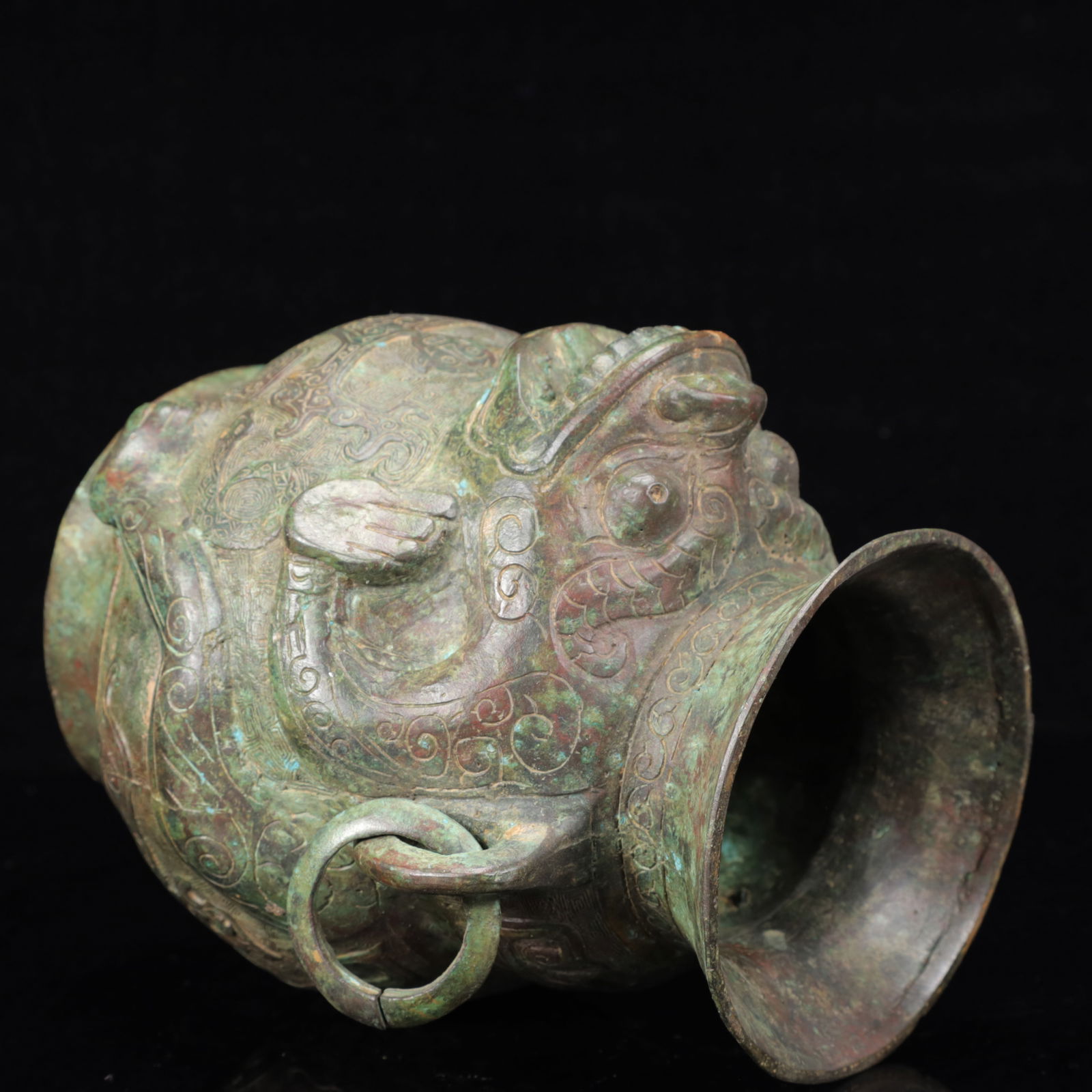 An Archaic Bronze Beast-Face Pattern Double-Ears Jar - 13