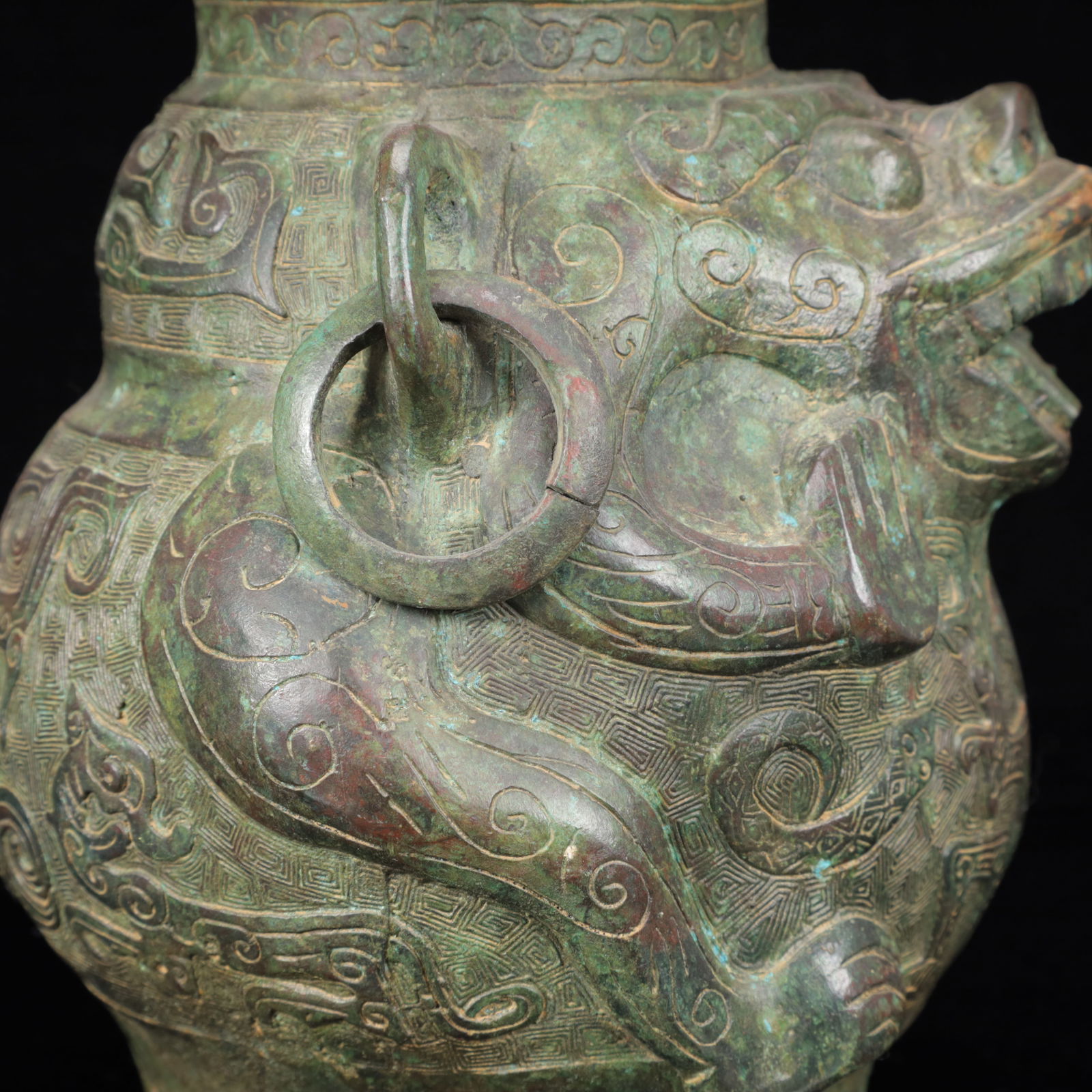 An Archaic Bronze Beast-Face Pattern Double-Ears Jar - 8