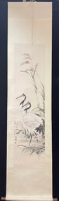A Chinese Vertical Scroll Ink Painting of Crane on Paper