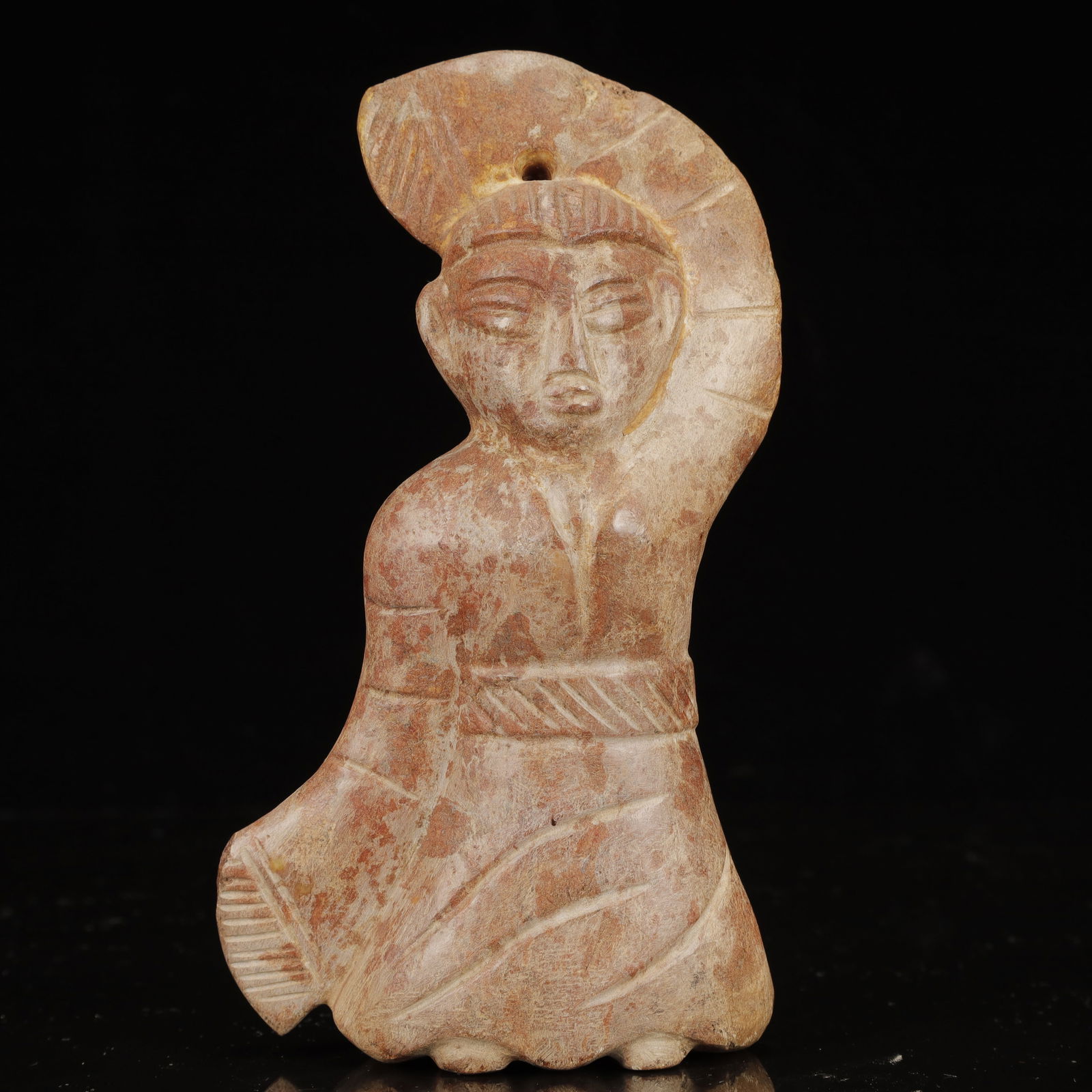 An Archaic Hongshan Culture Yellow Jade Figure Ornament (1 of 9)