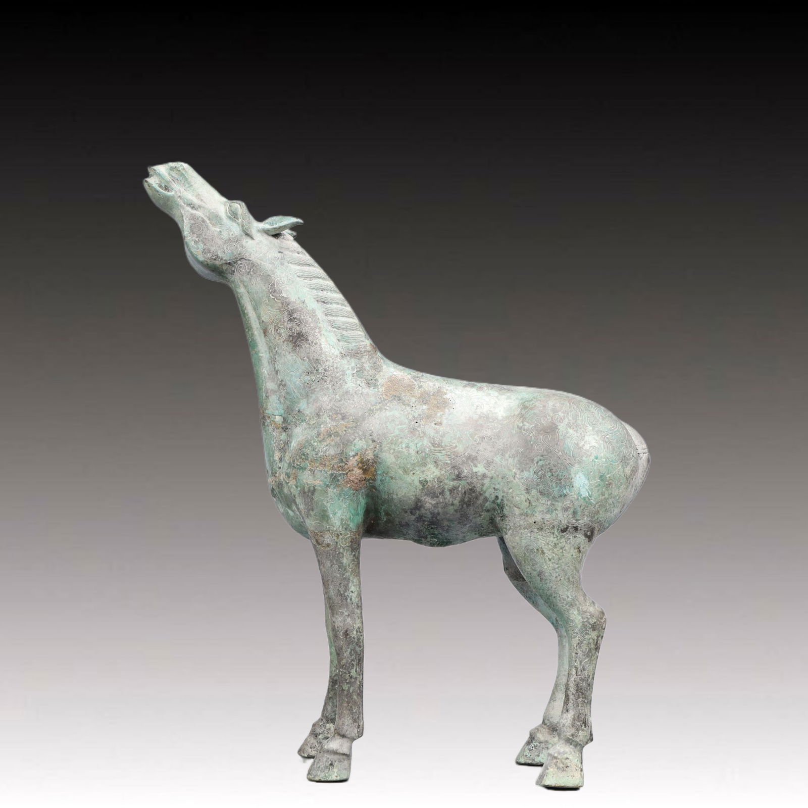 A Precious Bronze Horse Ornament: A Precious Bronze Horse Ornament,Ancient Time, China,Size:12.2inx3.5inx15.4in ;Weight:29500g 青铜马摆件，中国远古时期