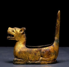 An Exquisite Gilt Bronze Auspicious Beast Censer