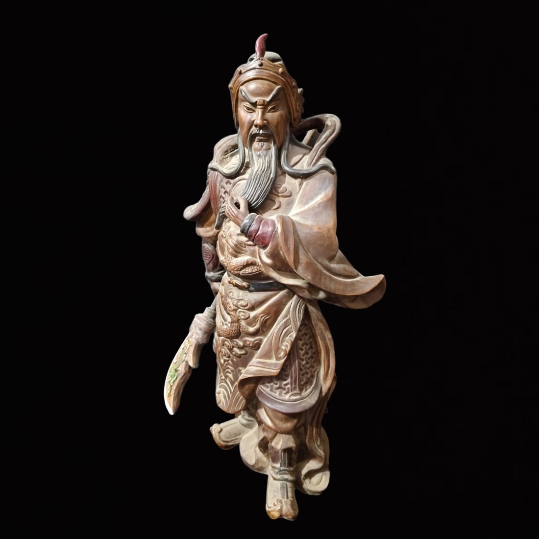 An Exquisite Shiwan yao Statue of Skanda: An Exquisite Shiwan yao Statue of Skanda,Qing Dynasty, China,Size:11.8inx7.9inx21.3in 石湾窑韦陀像,中国清代