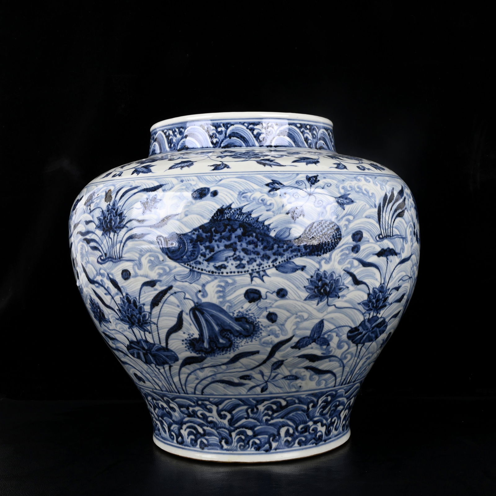 An Exquisite Blue and White Hornwort Pattern Jar (1 of 9)