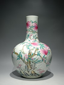 An Exquisite Famille-Rose Bats and Peach Pattern Vase