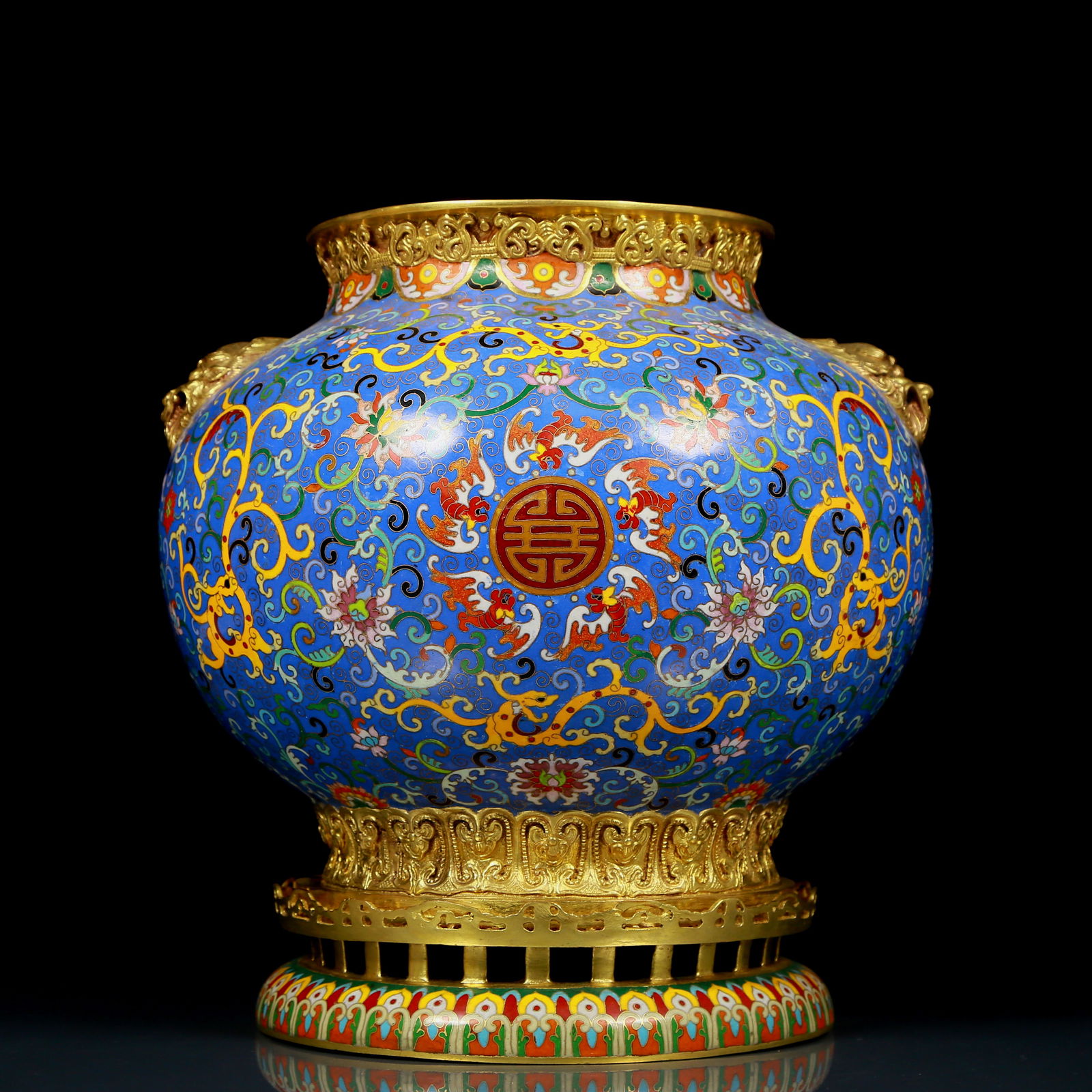 An Exquisite Cloisonne Lotus and Chi-Dragon Pattern Lion-Ears Jar (1 of 12)