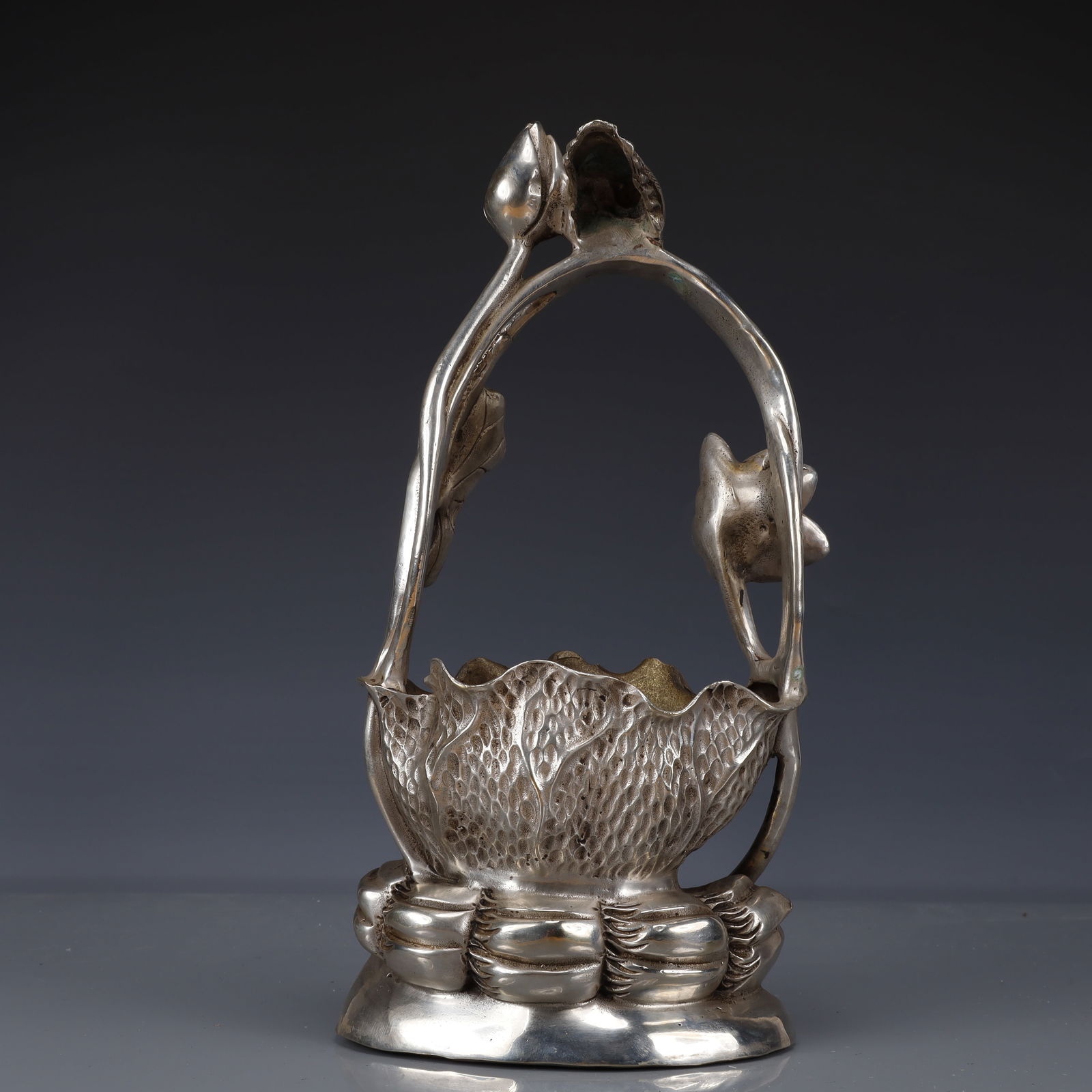 An Exquisite Silver-plated Lotus Pattern Washer - 8
