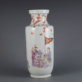 An Exquisite Famille-Rose Character and Story Pattern Vase