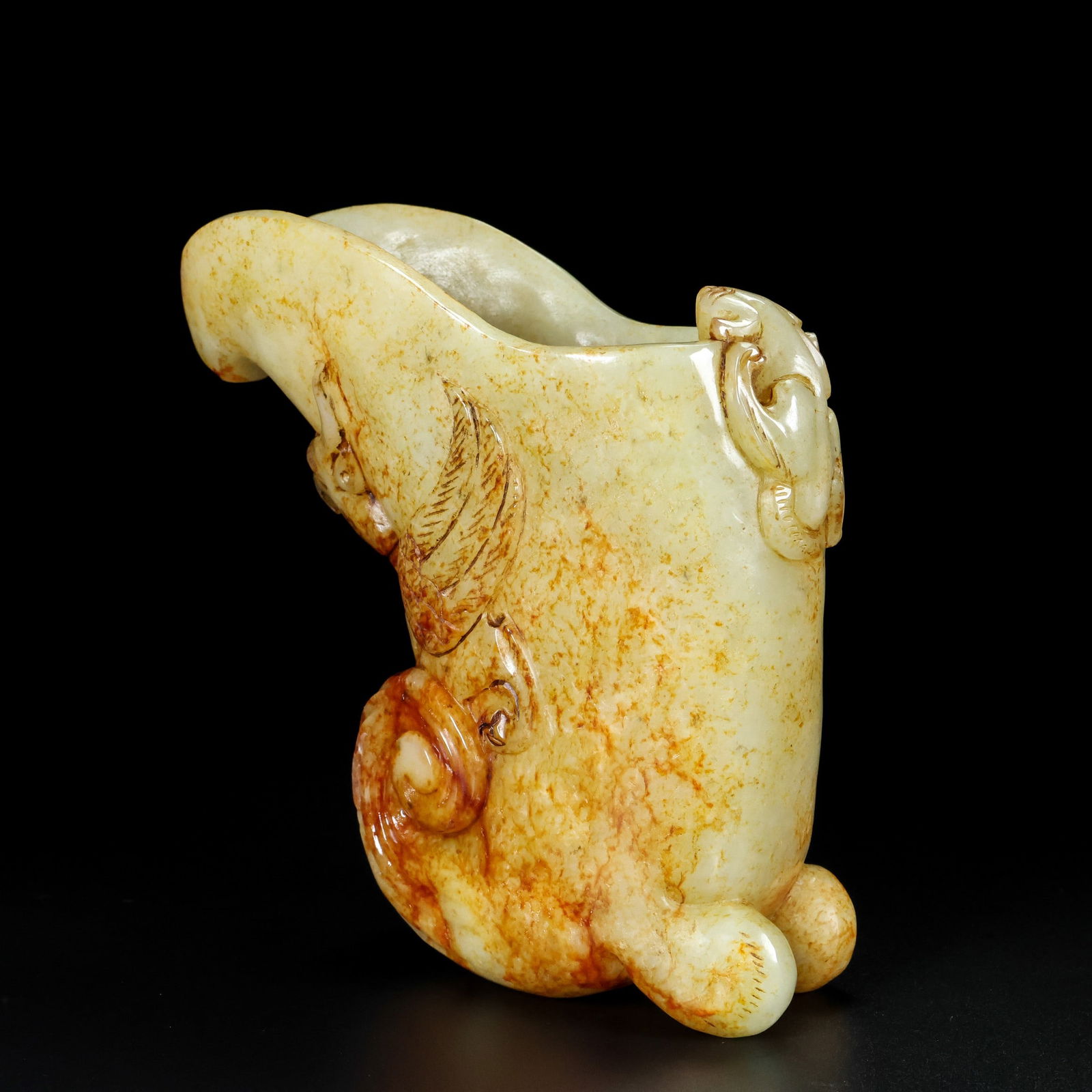 An Exquisite White Jade Dragon and Phoenix Pattern Goblet - 4