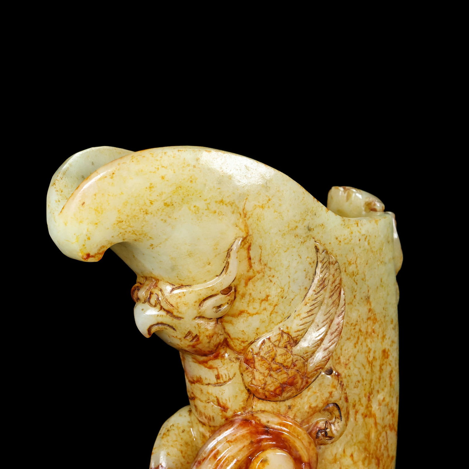 An Exquisite White Jade Dragon and Phoenix Pattern Goblet - 6