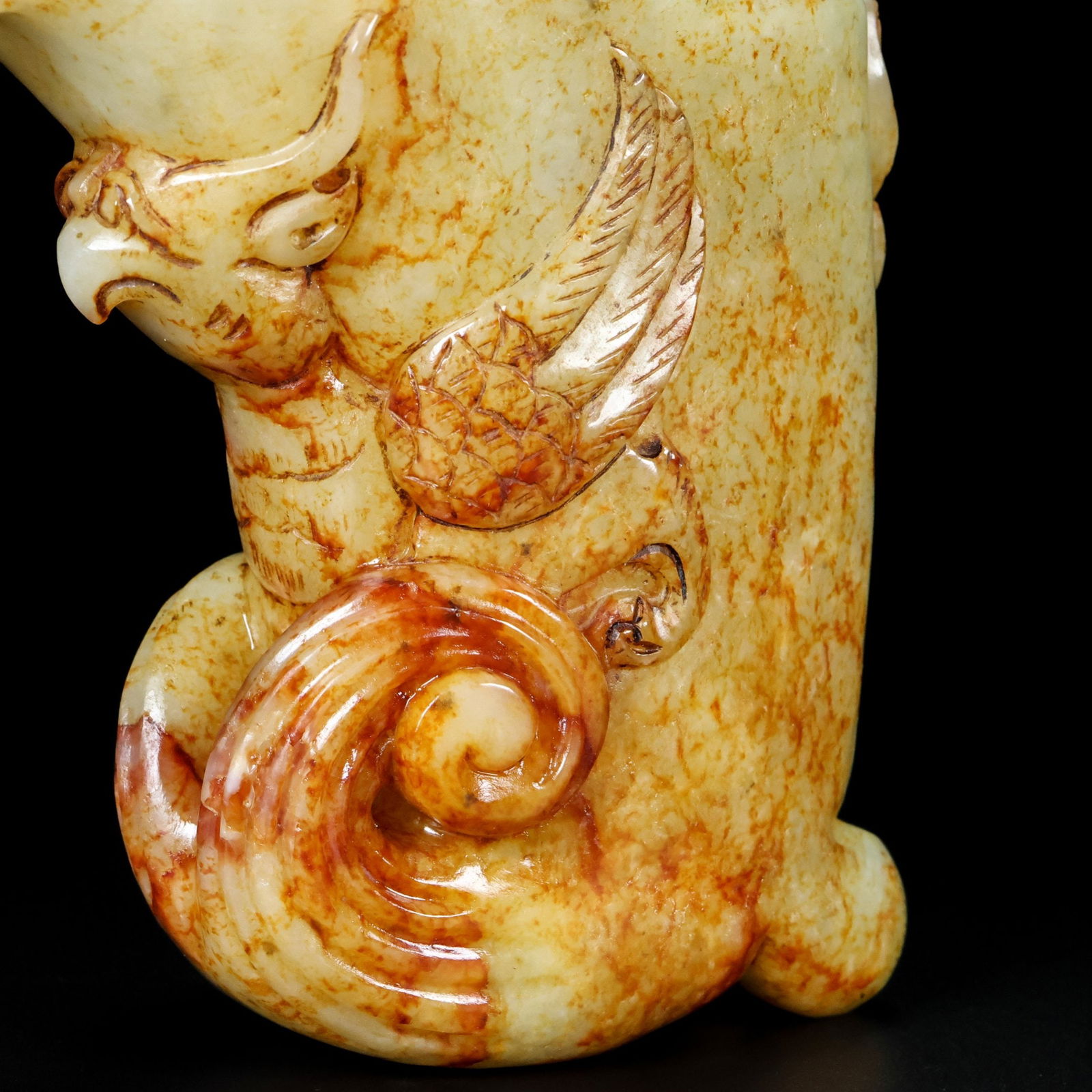 An Exquisite White Jade Dragon and Phoenix Pattern Goblet - 7