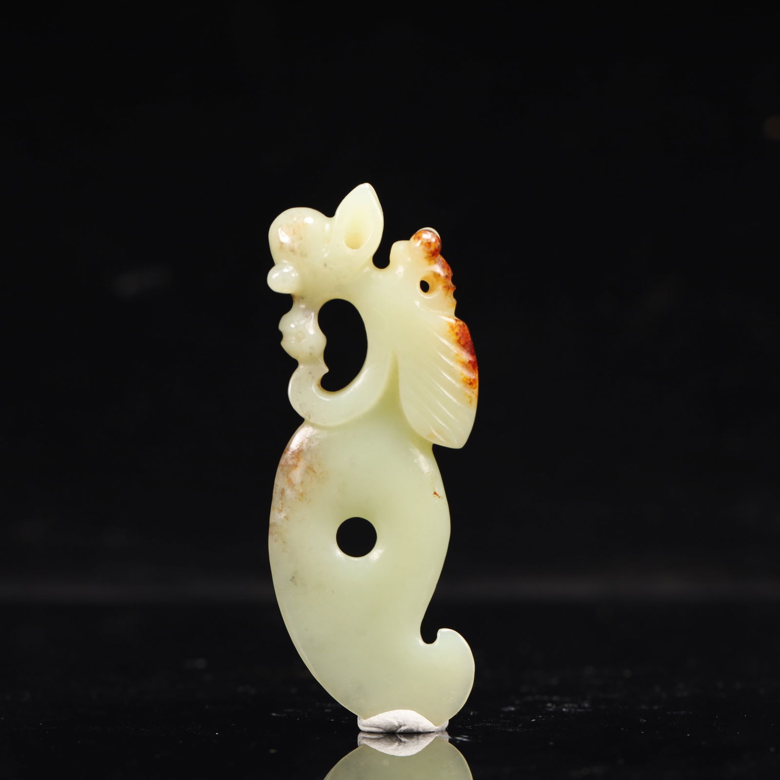 An Archaic Hongshan Culture White Jade Cicada Pendant: An Archaic Hongshan Culture White Jade Cicada Pendant,Ancient Time, China,Size:1.6inx4.3in,Weight:85g 