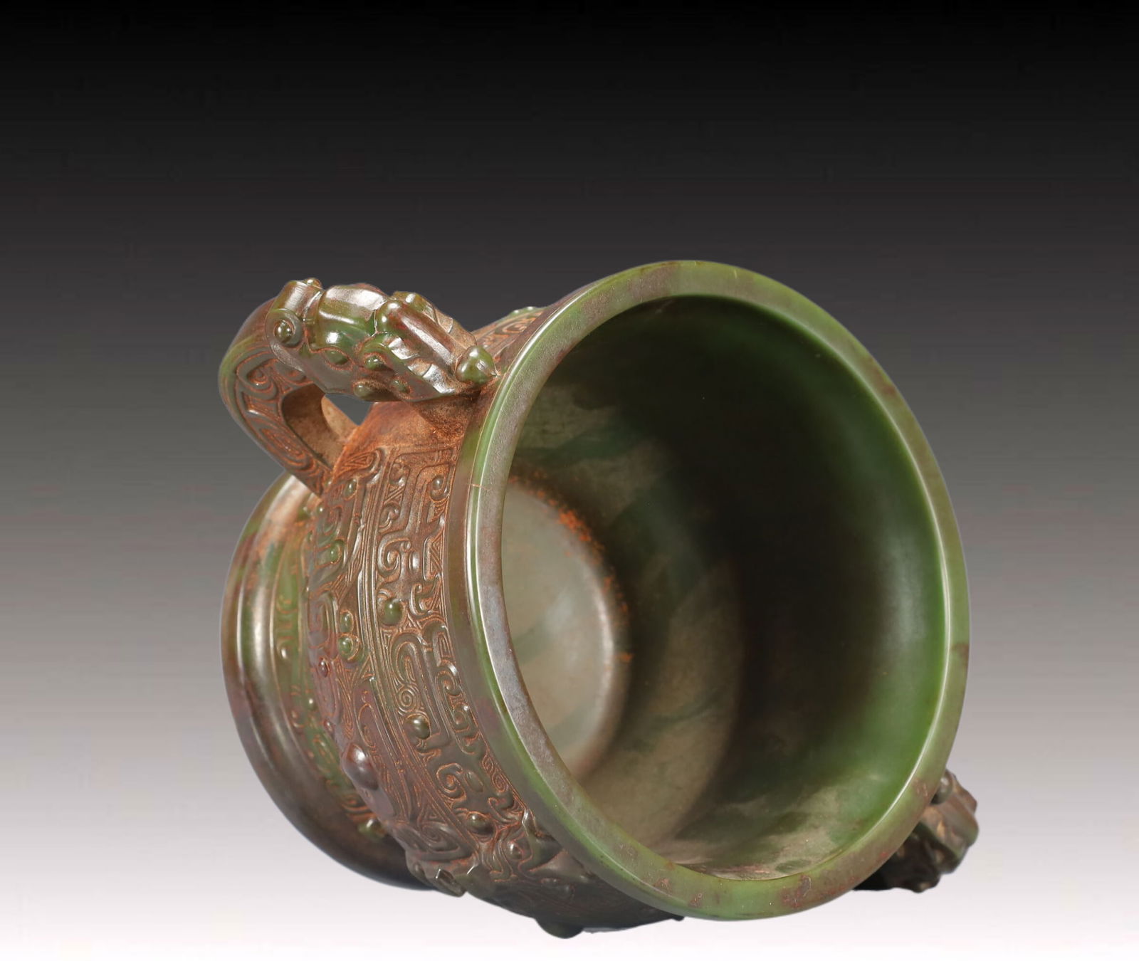 An Exquisite Jasper Beast-Face Pattern Double-Ears Censer - 5