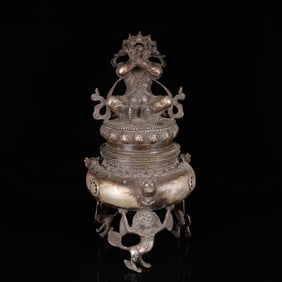 A Huge Silver Beast-Ears and Beast Legs Figure Censer