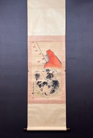A Chinese Vertical Scroll Ink Painting of Figure and Story on Paper