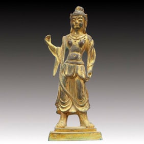 A Solemn Gilt Bronze Statue of Bodhisattva