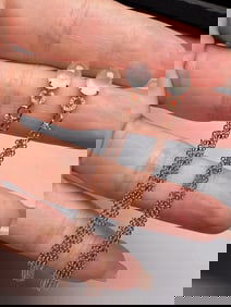 A Pair of Exquisite 18k Gold Diamond Inlaid Jadeite Earrings