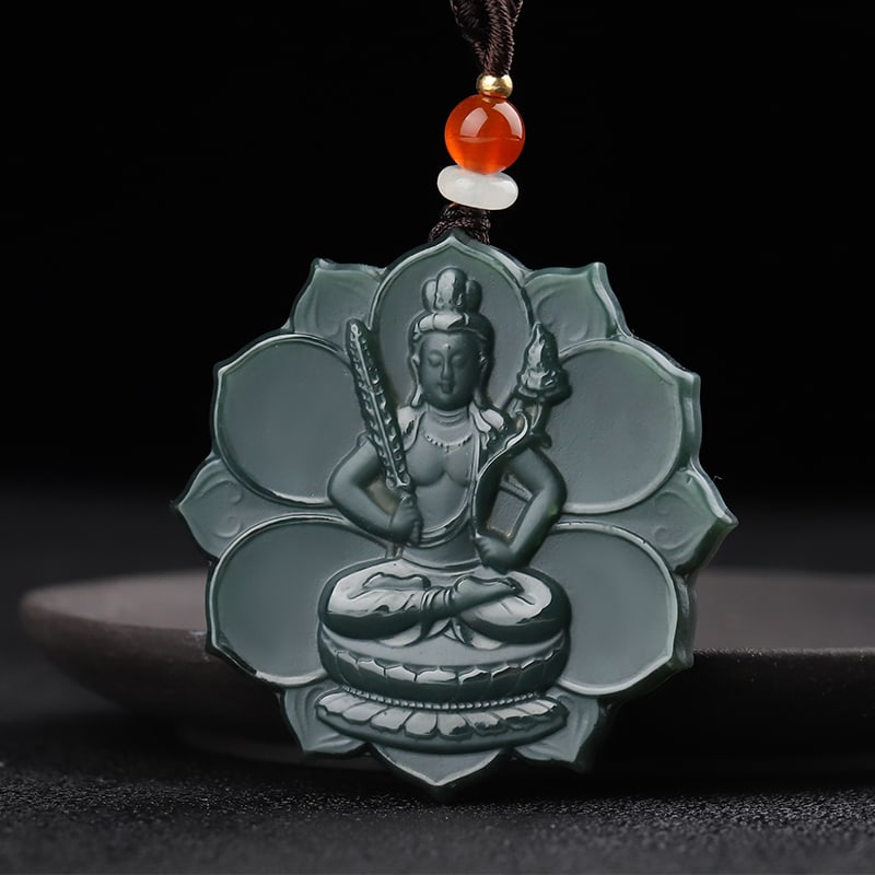 An Exquisite Cyan jade Statue of Bodhisattva Pendant: An Exquisite Cyan jade Statue of Bodhisattva Pendant,Size:1.8inx0.3in 青玉菩萨像挂件