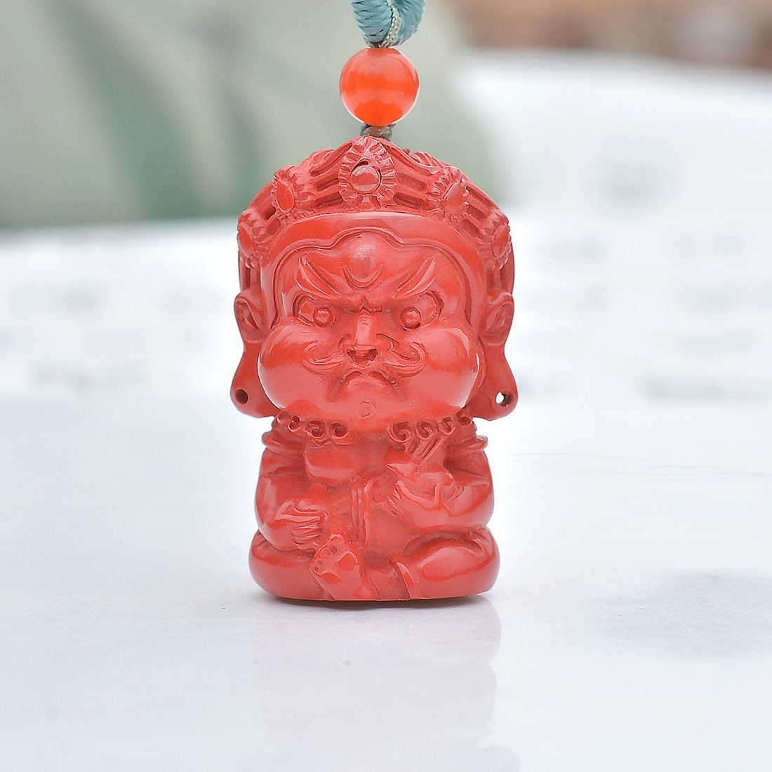 An Exquisite Cinnabar Mammon Pendant: An Exquisite Cinnabar Mammon Pendant,Size:0.7inx1.1in