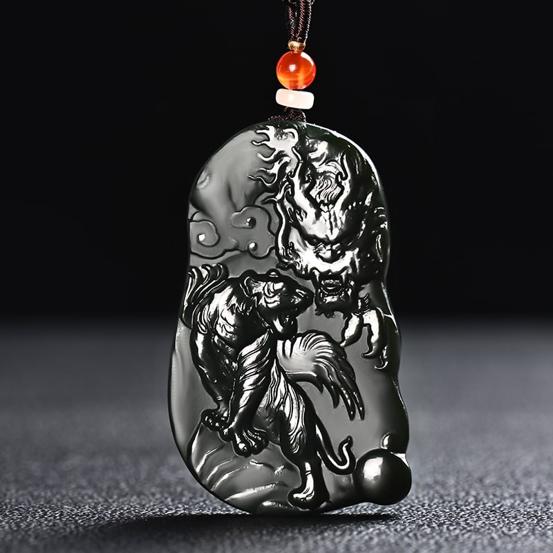 An Exquisite Cyan jade Tiger Pattern Pendant - 4