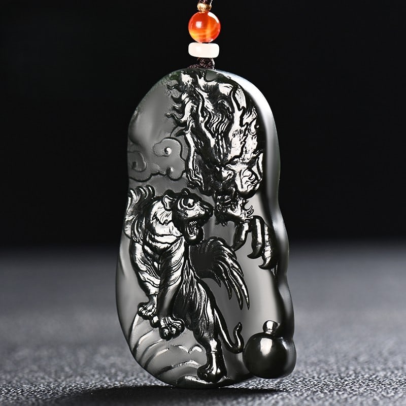 An Exquisite Cyan jade Tiger Pattern Pendant - 5