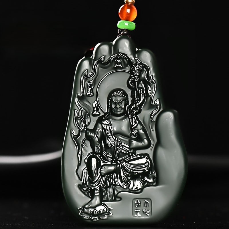 An Exquisite Cyan jade Statue of Bodhisattva Pendant: An Exquisite Cyan jade Statue of Bodhisattva Pendant,Size:2.5inx1.7inx0.3in 青玉菩萨像挂件