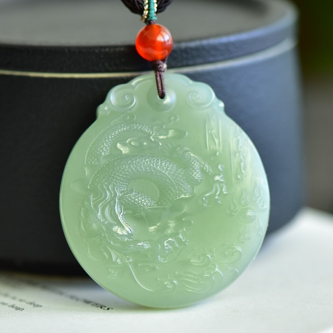 An Exquisite Greenish Jade Dragon Pattern Pendant (1 of 5)