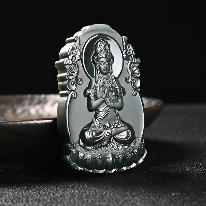An Exquisite Cyan jade Statue of Amitayus Pendant: An Exquisite Cyan jade Statue of Amitayus Pendant,Size:2.5inx1.5inx0.3in 青玉无量寿佛像挂件