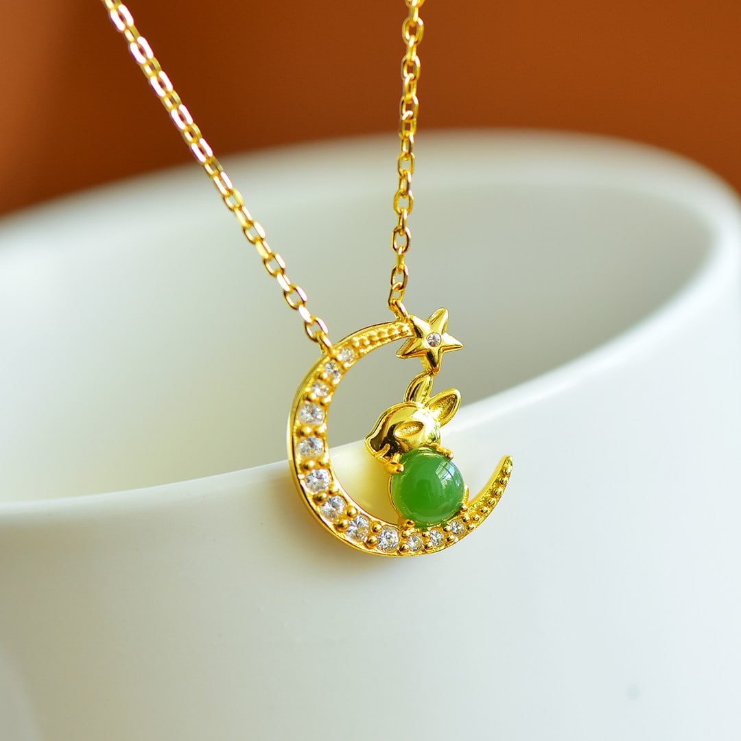 An Exquisite Sterling Silver-Gold Plated Inlaid Jasper Pendant , Inlaid Diamond: Sterling Silver-Gold Plated Inlaid Jasper Pendant , Inlaid Diamond , Size :0.2inx0.2in 