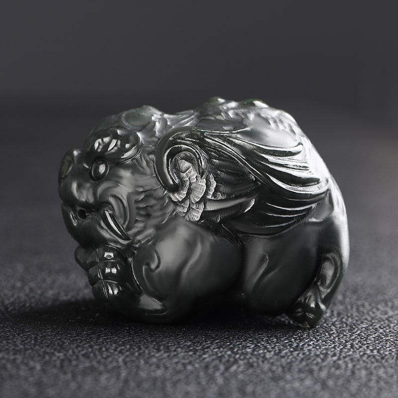 An Exquisite Cyan jade Wealth-Attracting Creature Ornament: An Exquisite Cyan jade Wealth-Attracting Creature Ornament 青玉貔貅摆件