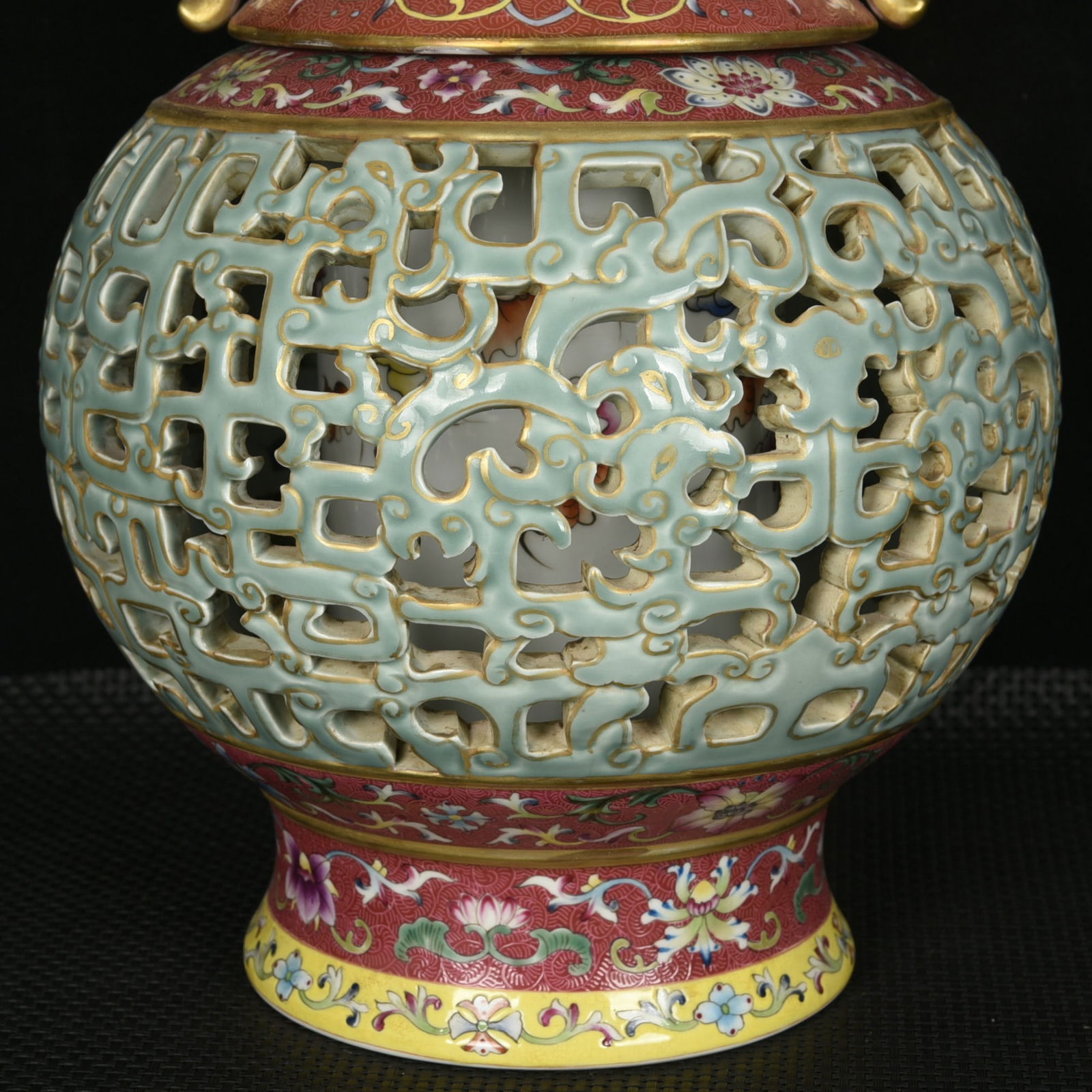 A Huge Enamel Chi-Dragon Pattern Double-Ears Vase - 7