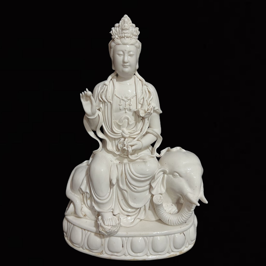 A Solemn Blance-De-Chine Statue of Samantabhadra (1 of 8)