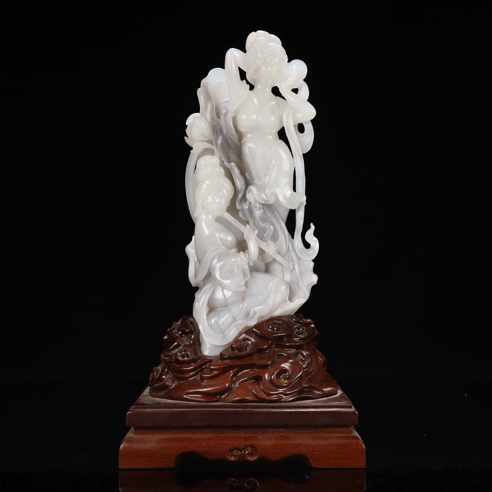 An Exquisite White Jade Figure Ornament,With Base (1 of 9)