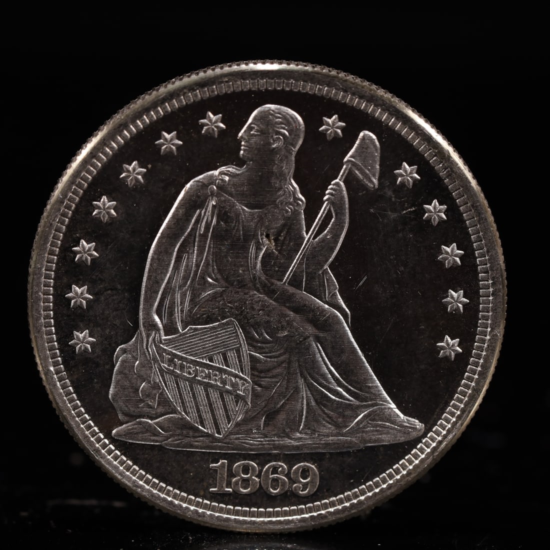 USA One Dollar 1869 Coin: American coin. IN GOD WE TRUST / LIBERTY / 1869 / UNITED STATES OF AMERICA / ONE DOL. Weight:26.9g.