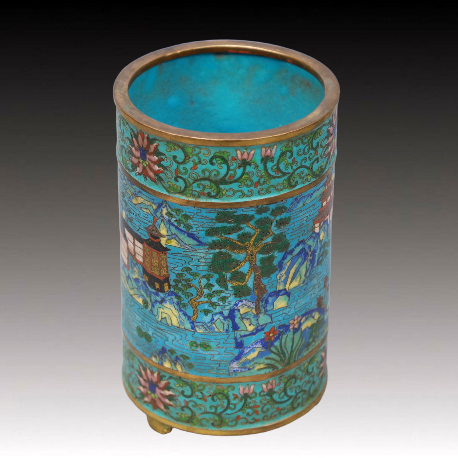 An Exquisite Cloisonne Landscape Pattern Brush Pot - 2