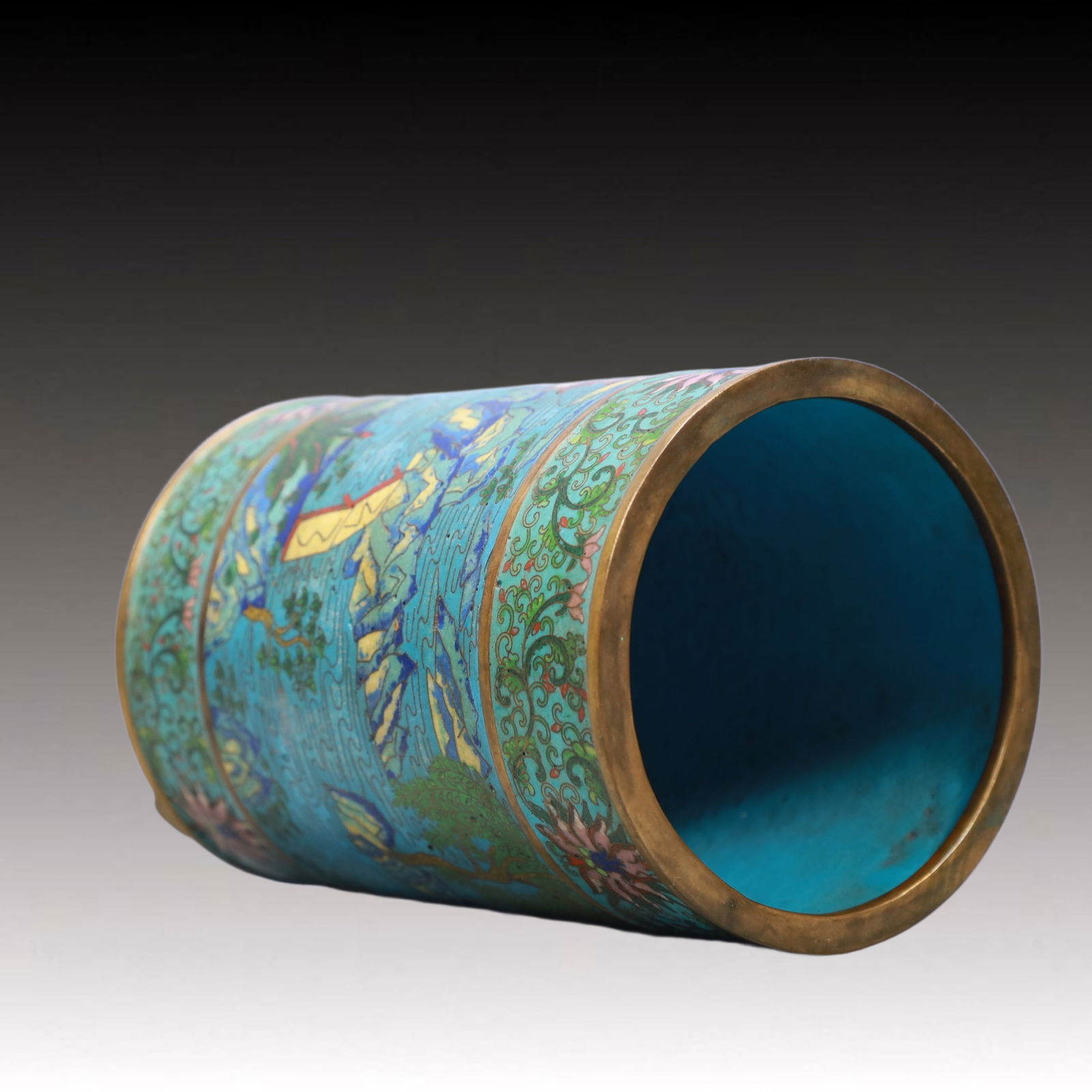 An Exquisite Cloisonne Landscape Pattern Brush Pot - 6