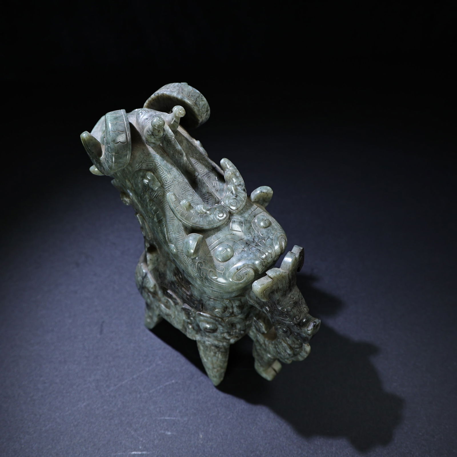 A Pair of Exquisite Jasper Beast Pattern Goblets - 4