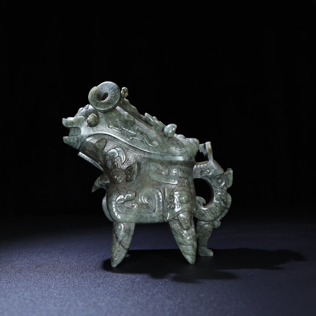 A Pair of Exquisite Jasper Beast Pattern Goblets - 6