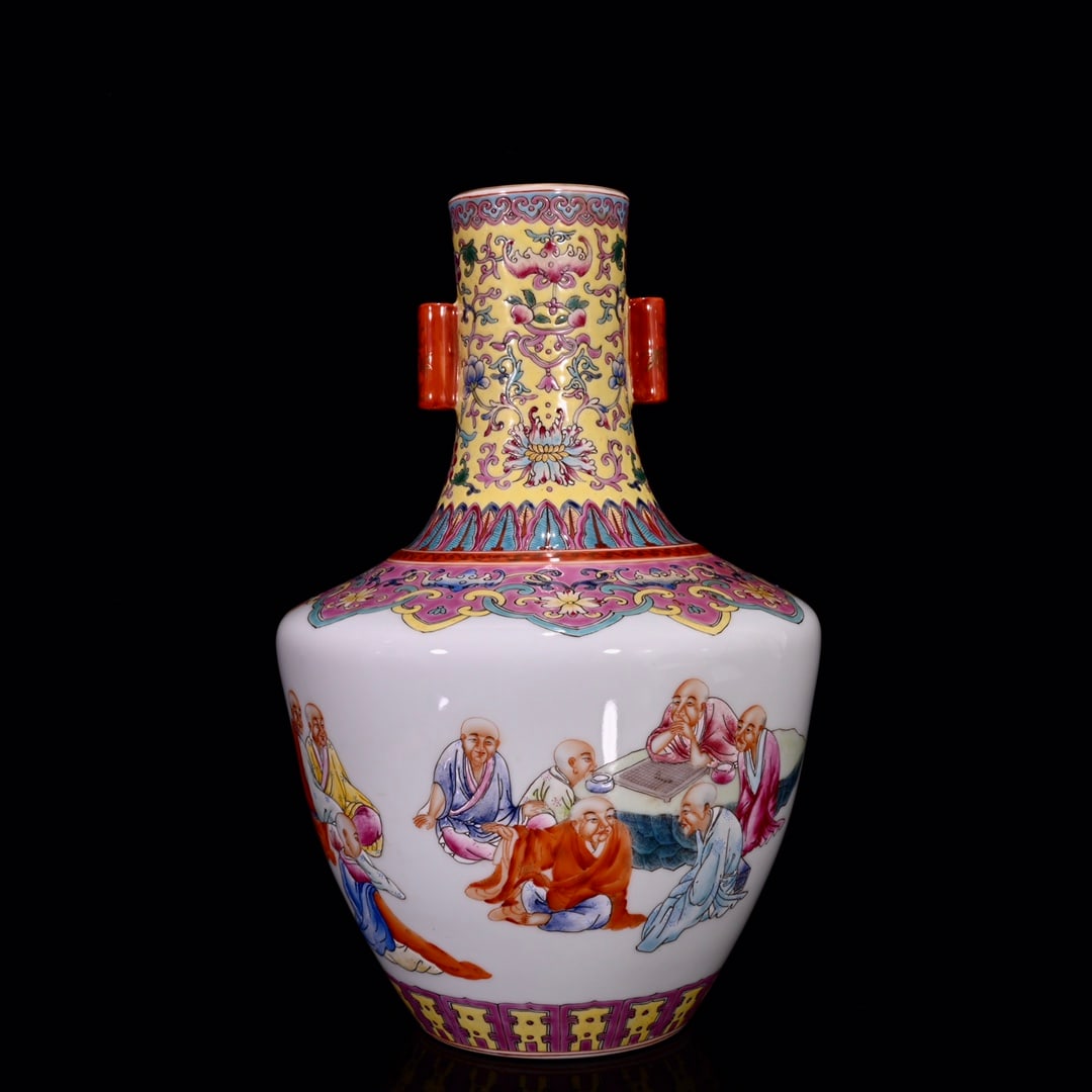 A Rare Enamel Figure and Story Pattern Double-Ears Vase (1 of 9)