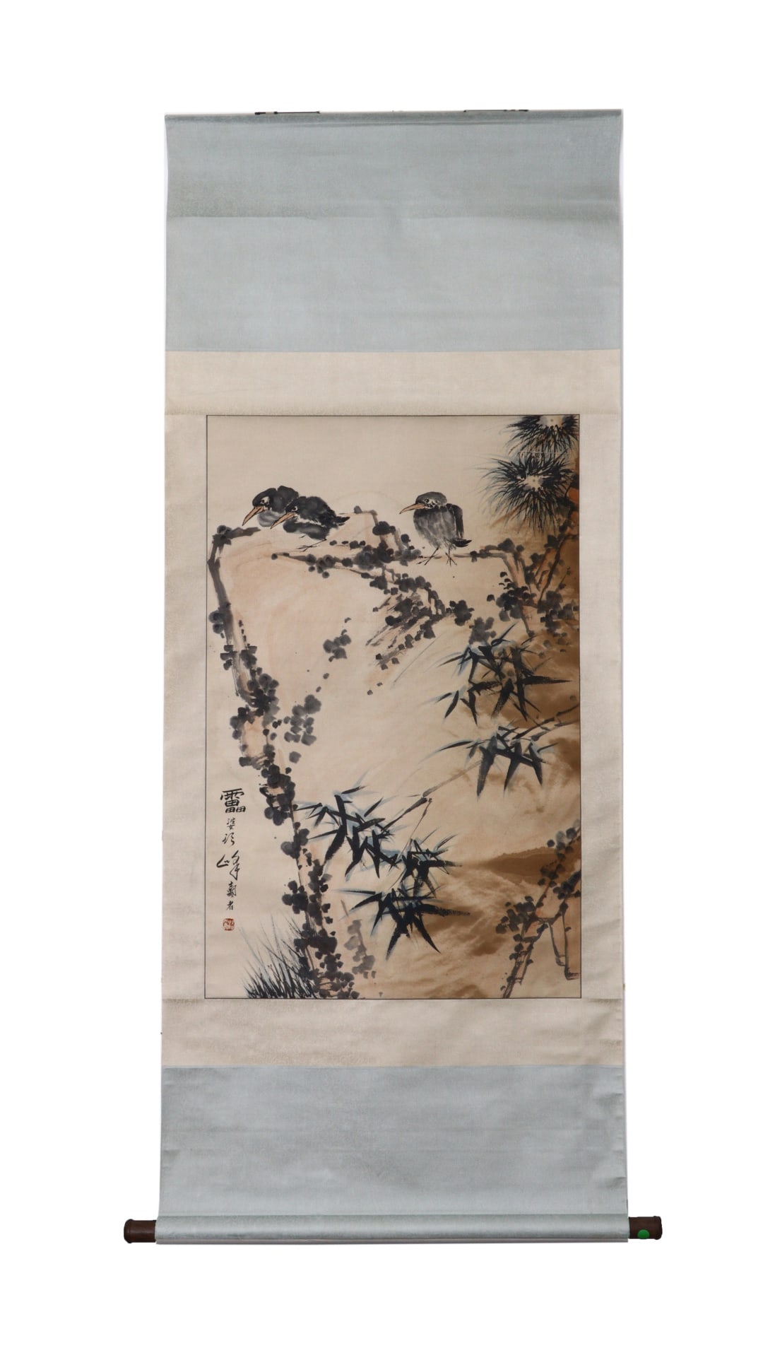 A Chinese Vertical Scroll Ink Painting of Pine and Eagle on Paper: A Chinese Vertical Scroll Ink Painting of Pine and Eagle on Paper,Pan Tianshou,Size:24inx37.4in 